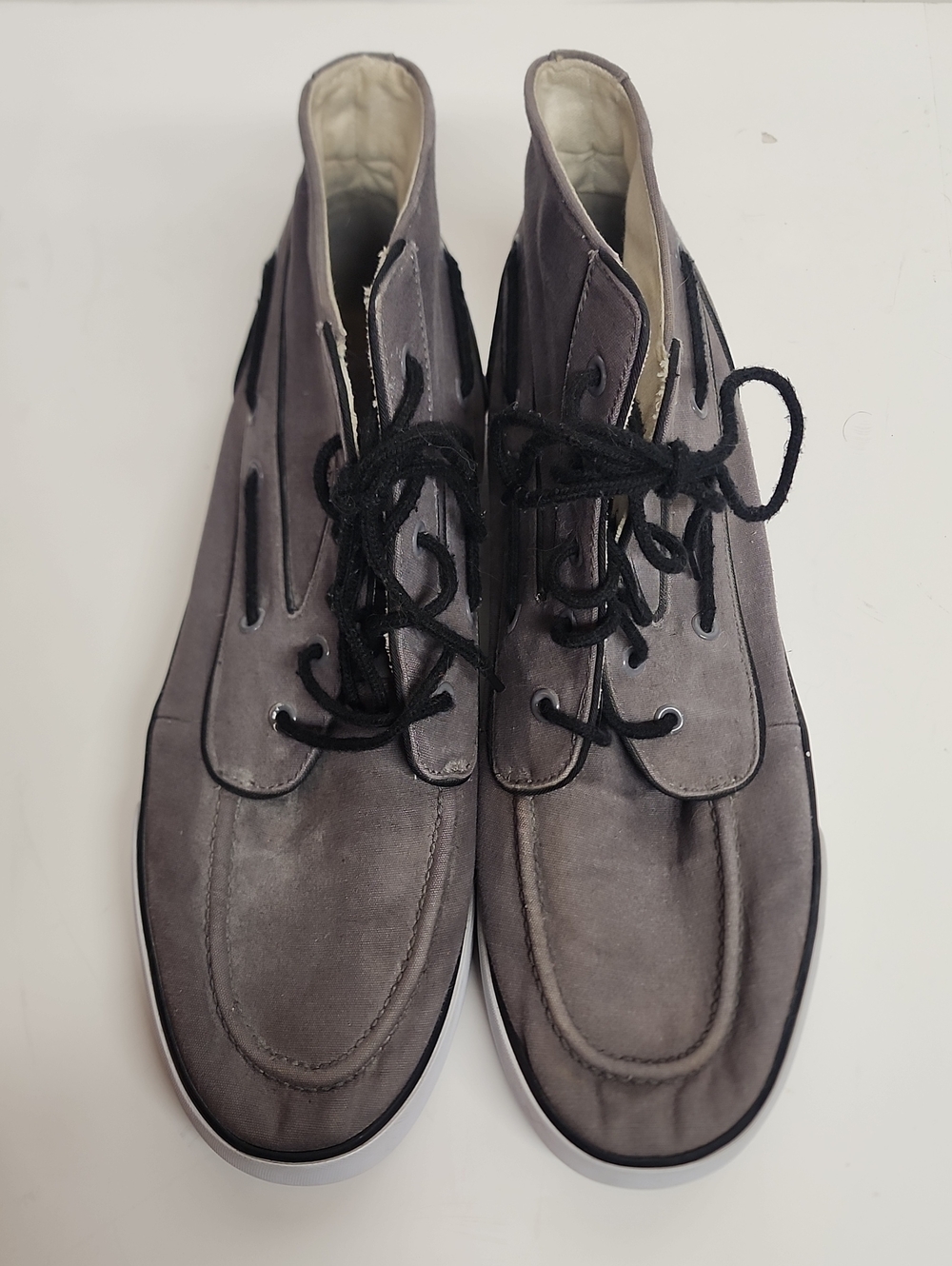 Polo By Ralph Lauren Sz 13D Lander Chukka Gray Canvas Lace-Up Hi-top Shoes